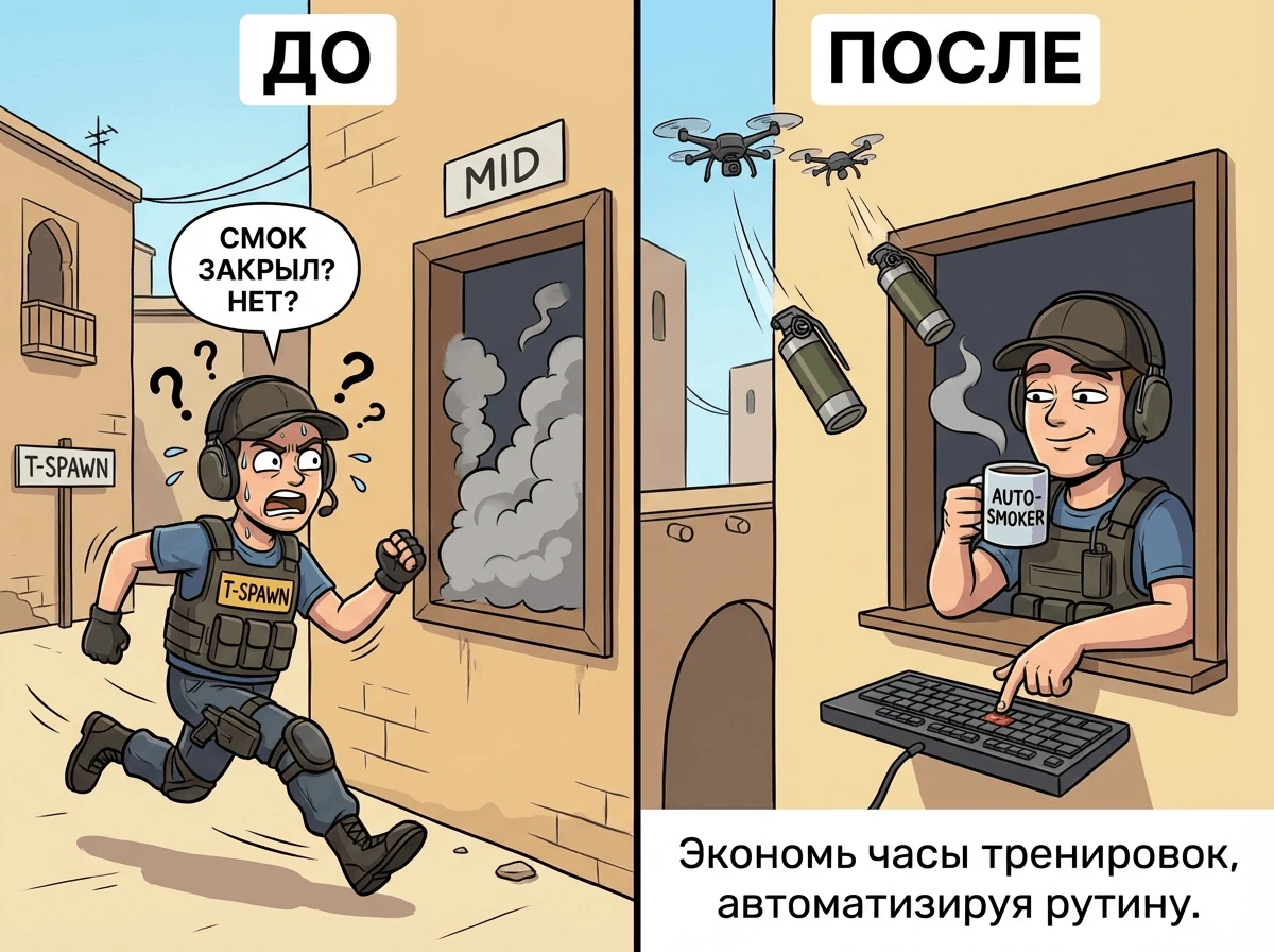 Иллюстрация к гайду: повтор последнего броска гранаты в CS2